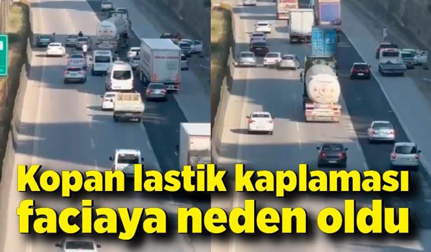Kopan lastik kaplaması, zincirleme kazaya neden oldu
