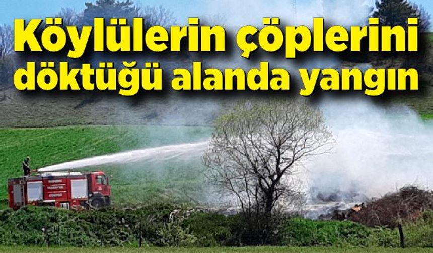 Köylülerin çöplerini döktüğü alanda yangın