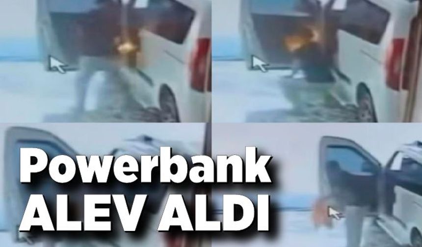 Powerbank alev aldı, çalışan aracı yanmaktan kurtardı