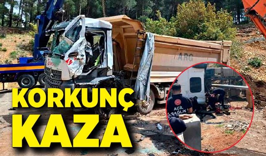 Yükünü boşaltırken devrilen kamyonun sürücüsü hayatını kaybetti