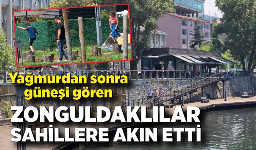 Yağmurdan sonra güneşi gören Zonguldaklılar sahillere akın etti