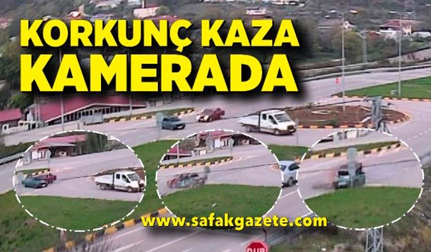 Bartın'da kaza anı güvenlik kamerasında