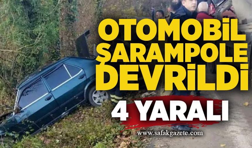 Otomobil şarampole devrildi: 4 yaralı
