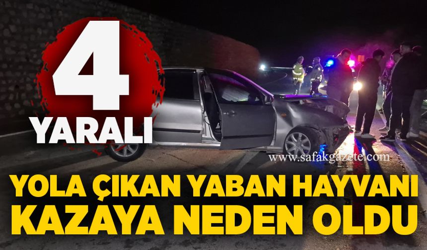 Yola çıkan yaban hayvanı kazaya neden oldu: 4 yaralı