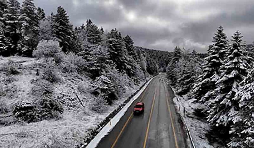 Karla kaplanan ağaçlar seyirlik manzaralar oluşturdu