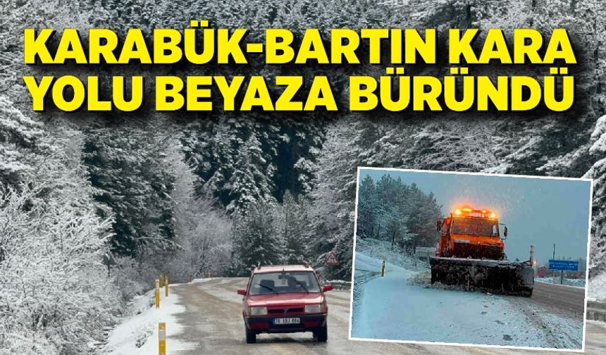 Karabük-Bartın kara yolu beyaza büründü