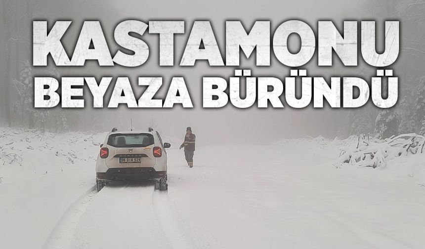 Karadeniz’de kış manzaraları: Kastamonu beyaza büründü