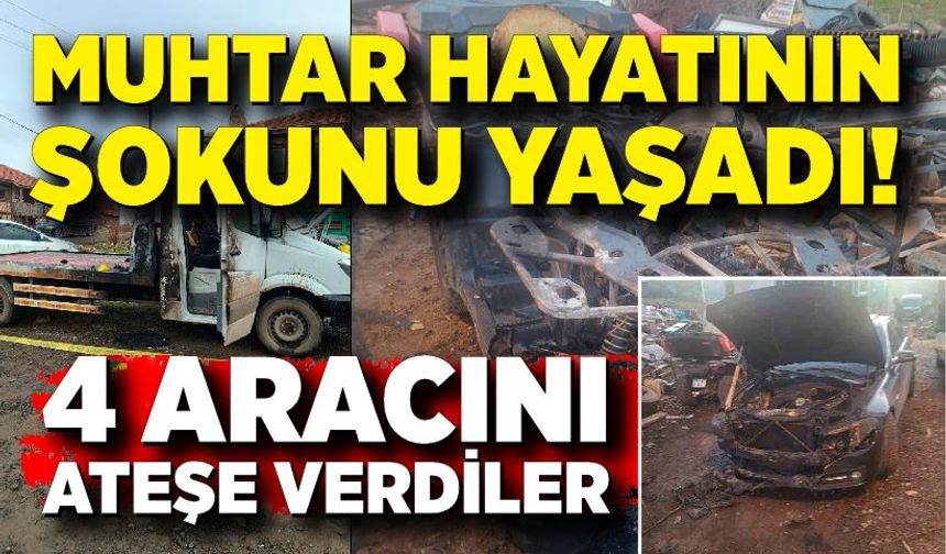 Muhtar hayatının şokunu yaşadı! 4 aracı birden ateşe verildi
