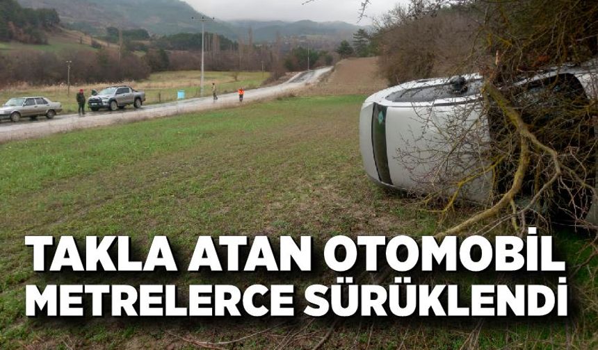 Takla atan otomobil metrelerce sürüklendi
