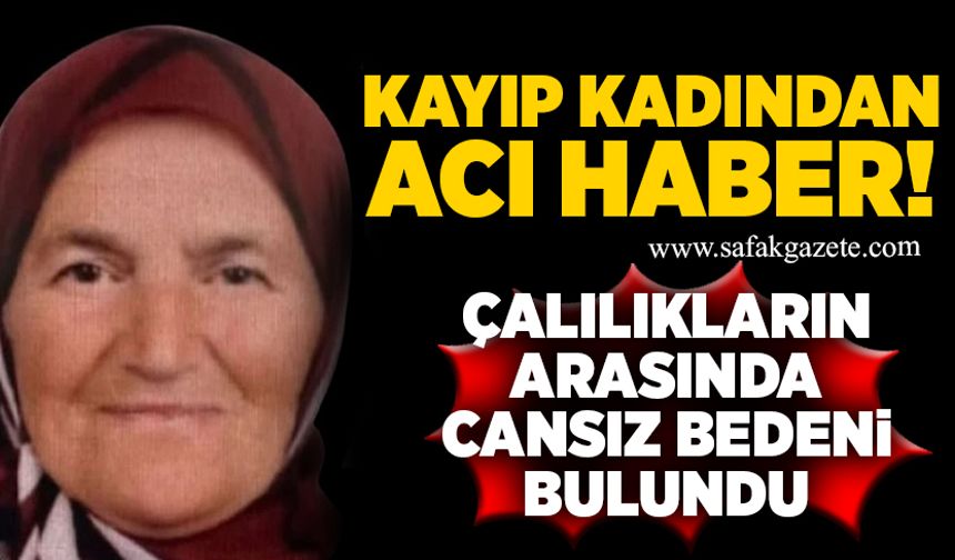 Kayıp kadından acı haber: Çalılıklar arasından cansız bedeni bulundu!