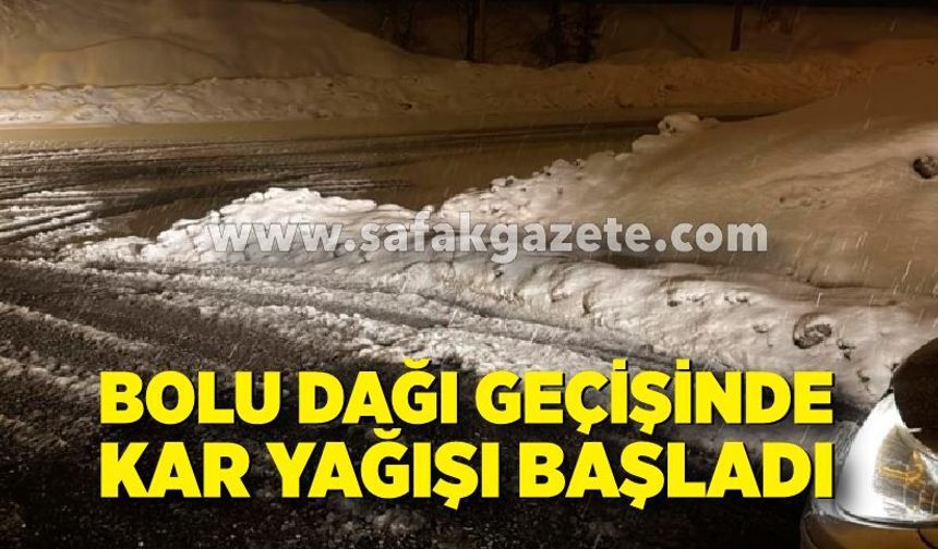 Bolu Dağı Geçişinde Kar Başladı; Yeşil alanlar ve yol kenarları beyaza büründü