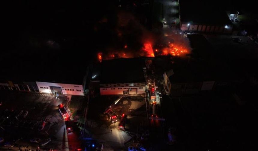 Düzce’de Fabrika Alev Alev: Yangın Geceyi Aydınlattı