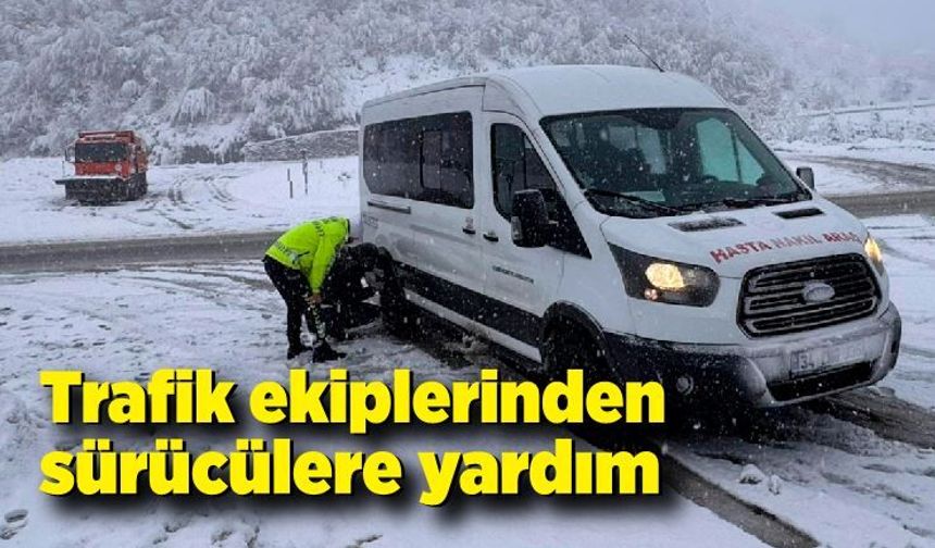 Trafik ekiplerinden sürücülere yardım