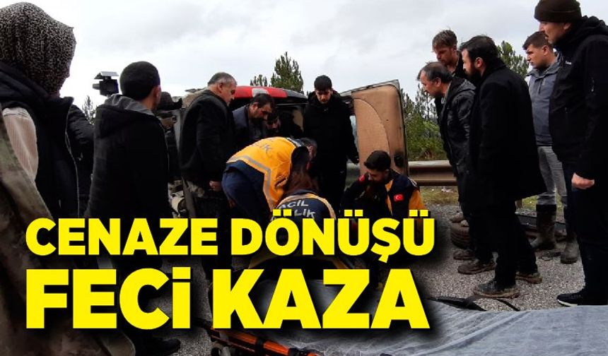 Cenaze dönüşü feci kaza: Araç devrildi, 2 yaralı