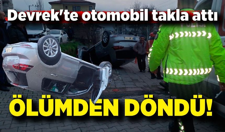 Devrek’te Feci Kaza: Takla Atan Otomobilden Burnu Bile Kanamadan Çıktı