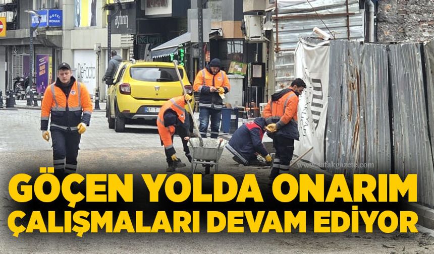 Göçen yolda onarım çalışmaları devam ediyor