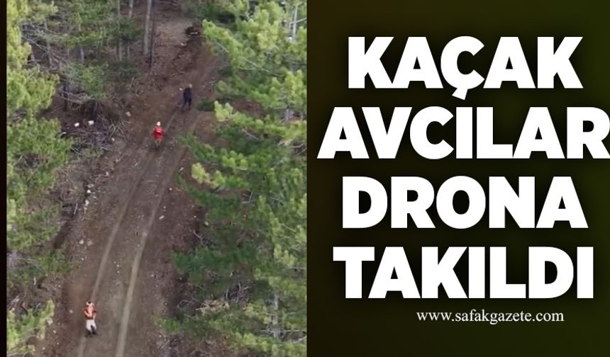 Kaçak avcılık yapanlar drona takıldı