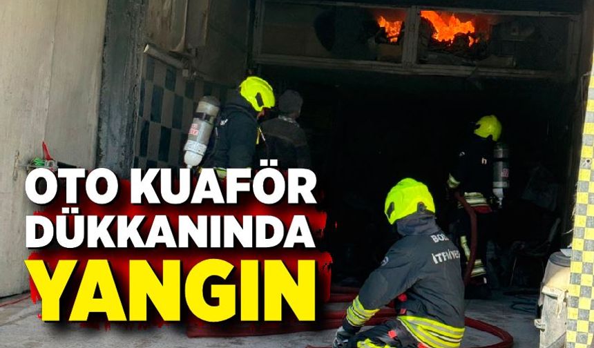 Oto kuaför dükkanında yangın