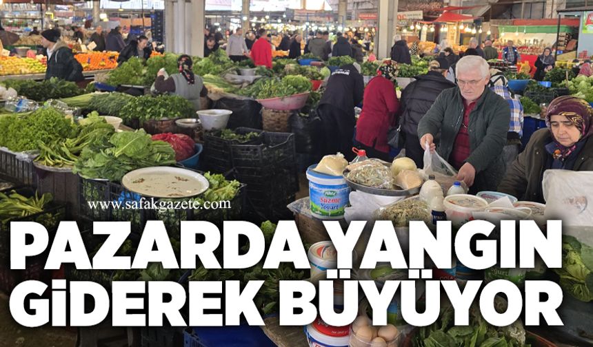 Pazarda yangın giderek büyüyor