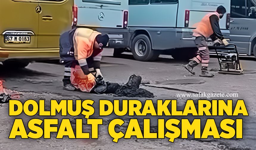 Zonguldak’ta dolmuş duraklarına asfalt çalışması