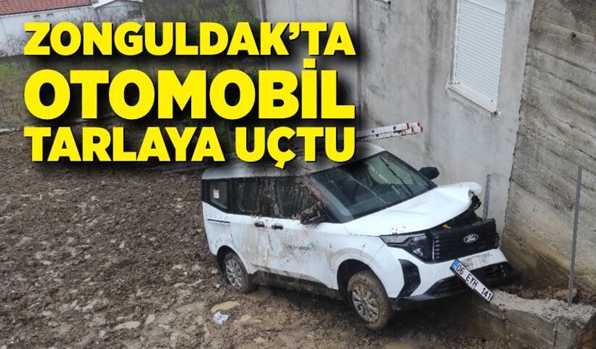 Alaplı’da otomobil tarlaya uçtu