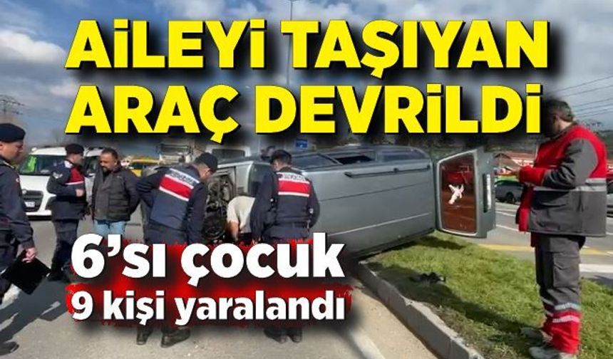 Kamyonla çarpışan otomobil devrildi; 6’sı çocuk 9 kişi yaralandı