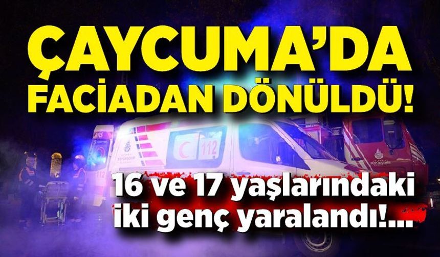 Çaycuma’da faciadan dönüldü! Araçtaki 2 genç yaralandı