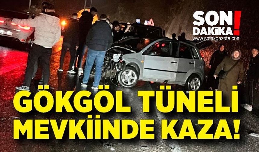 Gökgöl tüneli’nde mevkiinde kaza! Araç bariyerlere çarparak durabildi