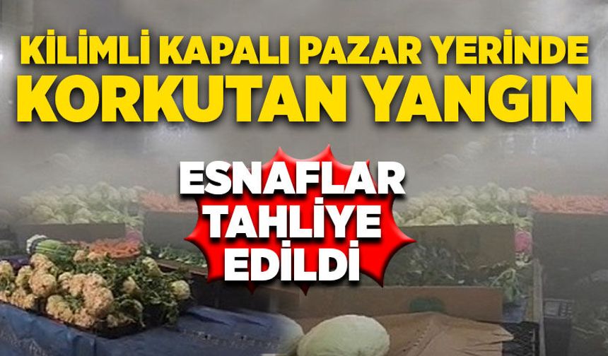 Kilimli kapalı pazar yerinde korkutan yangın: Esnaflar tahliye edildi