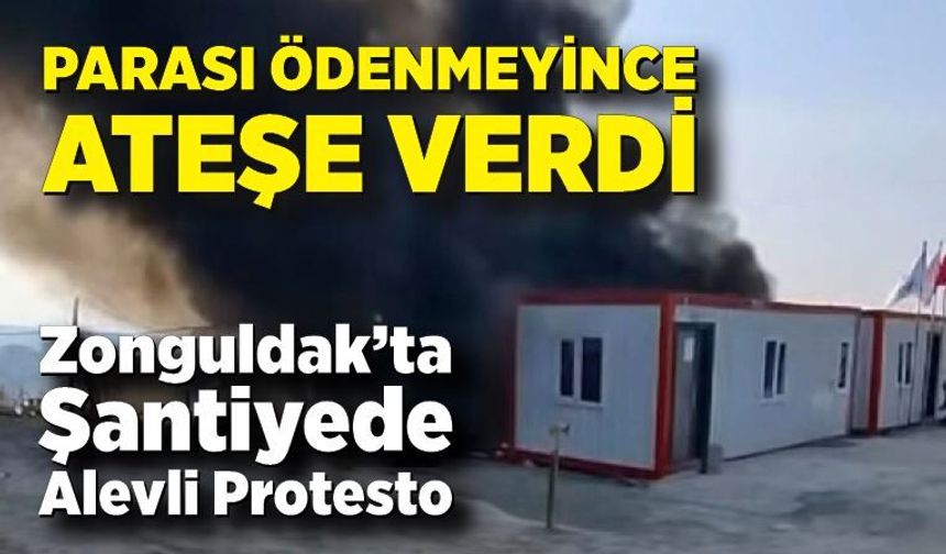 TOKİ şantiyesinde konteyneri ateşe verdi