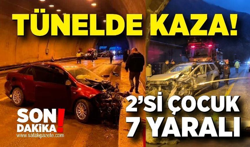 Tünelde iki otomobil çarpıştı: 7 yaralı