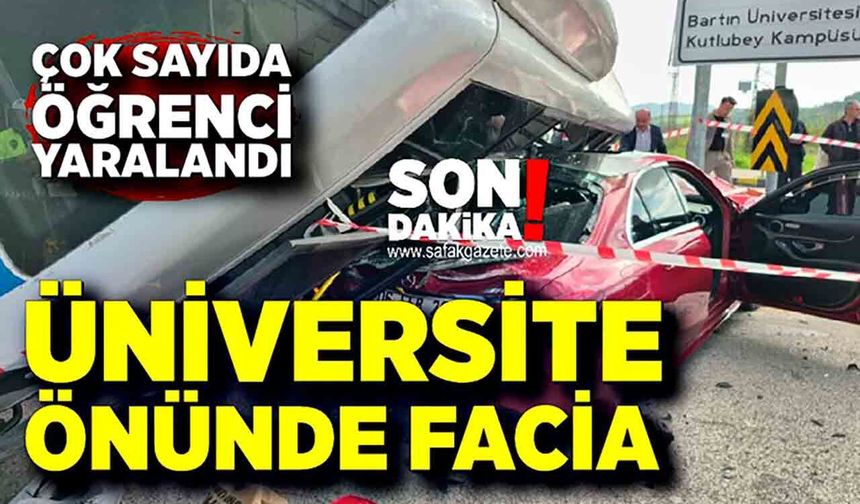 Bartın'da korkutan kaza: Öğrencileri taşıyan otobüs otomobile çarptı