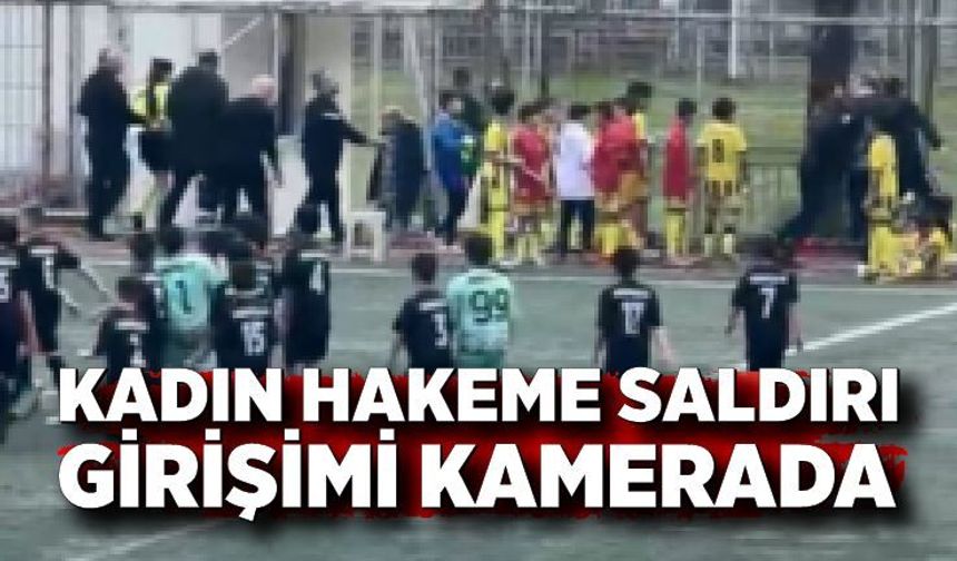 Kadın hakeme saldırı girişimi kamerada