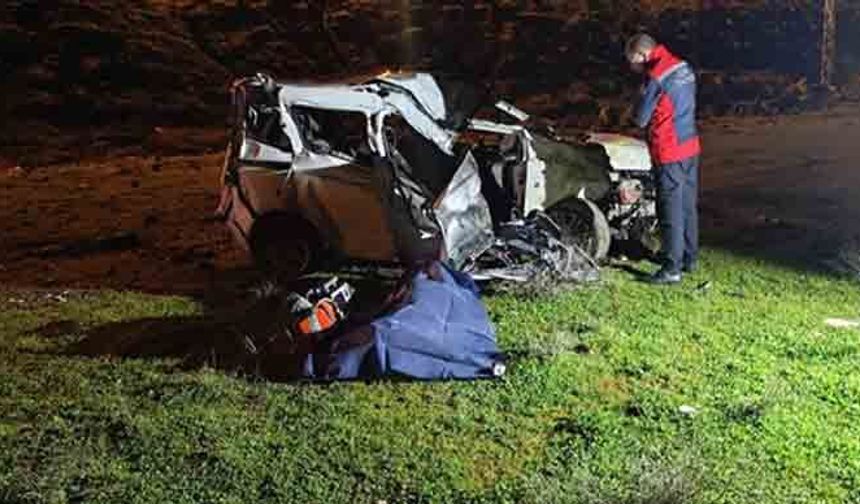 Şarampole yuvarlanan araçta 1 kişi öldü, 1 ağır yaralı