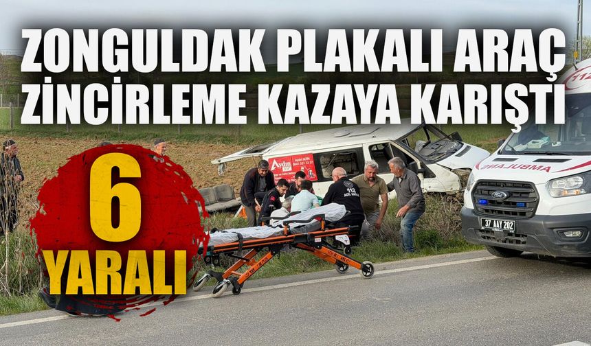 Zonguldak plakalı araç zincirleme kazaya karıştı: 6 yaralı
