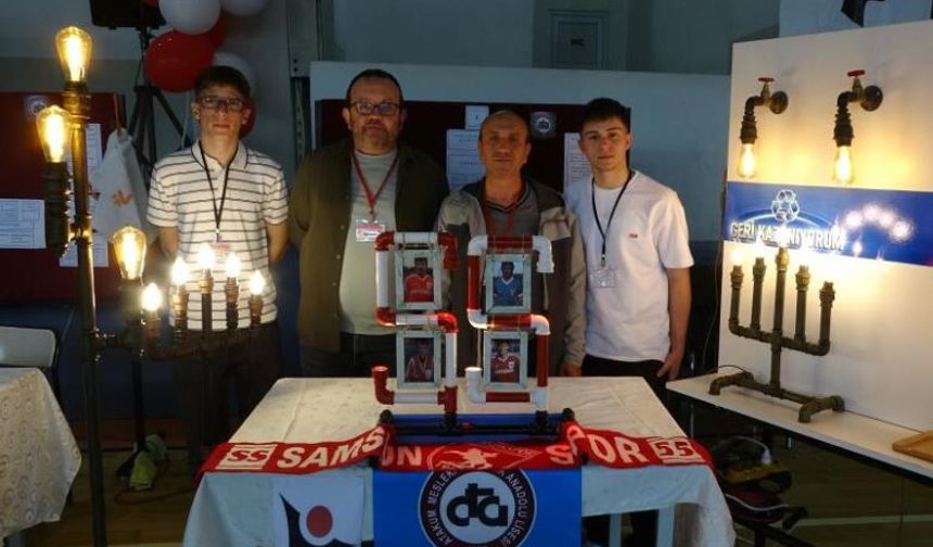 Meslek lisesi öğrencileri atık boruları sanata dönüştürdü