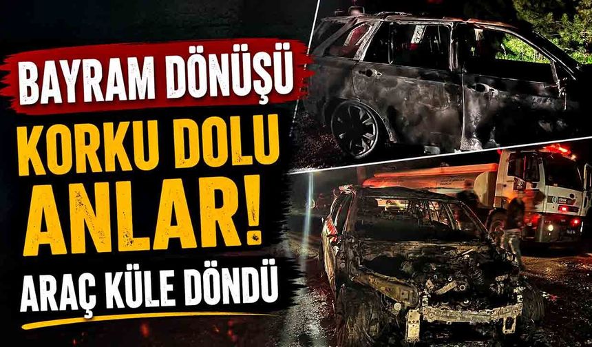 Seyir halindeki otomobil alev alev yandı