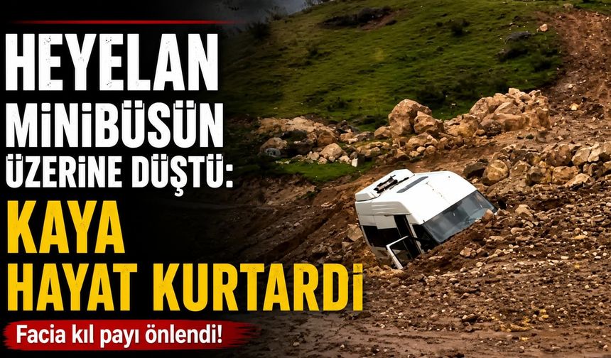 Heyelan Minibüsün Üzerine Düştü: Kaya Hayat Kurtardı