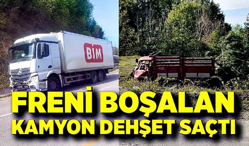 Freni boşalan kamyon zincirleme kazaya yol açtı: 1 yaralı