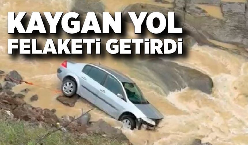 Düzce’de otomobil dereye uçtu, sürücü yaralı kurtuldu