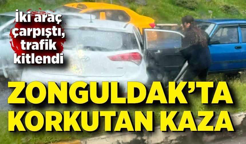 Sahil yolunda iki otomobil çarpıştı