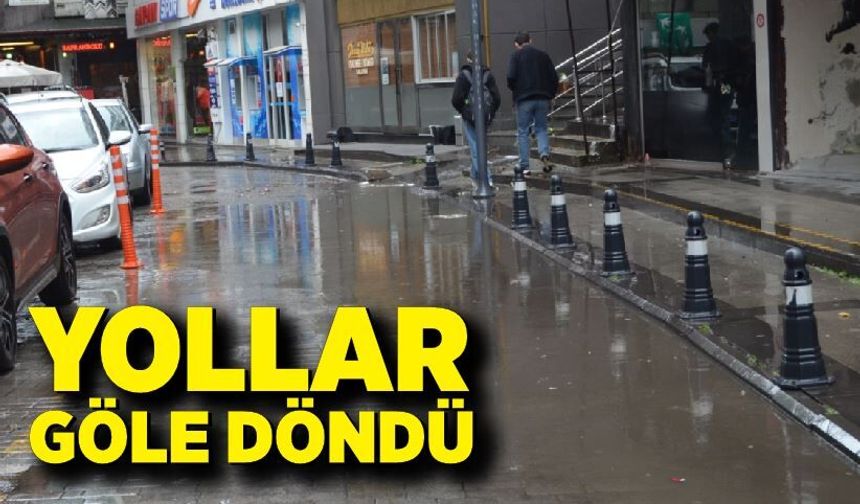 Zonguldak’ta Yağmur Sonrası Sokak Göle Döndü
