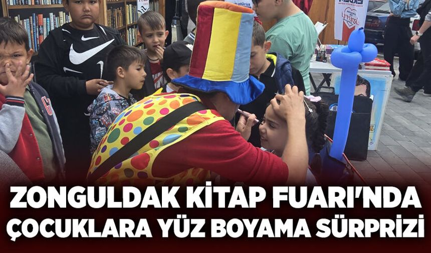 Zonguldak Kitap Fuarı'nda çocuklara yüz boyama sürprizi