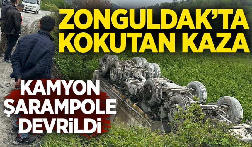 Zonguldak’ta kokutan kaza: Kamyon şarampole devrildi