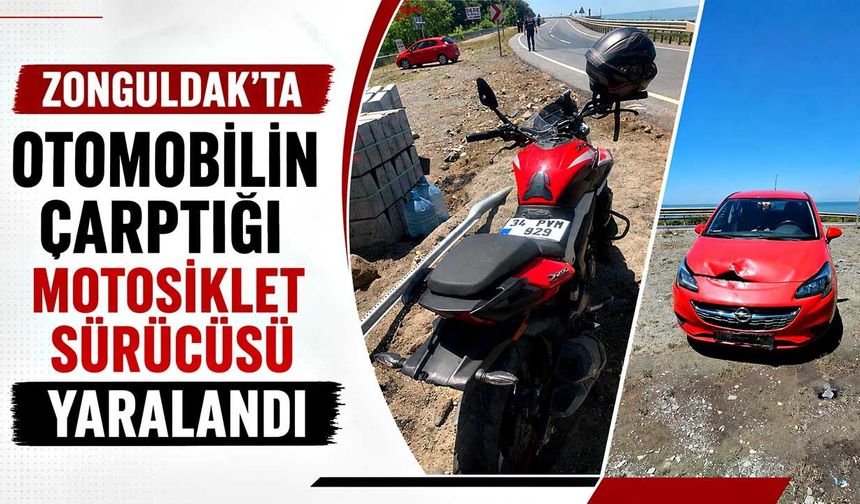 Zonguldak'ta otomobilin çarptığı motosiklet sürücüsü yaralandı