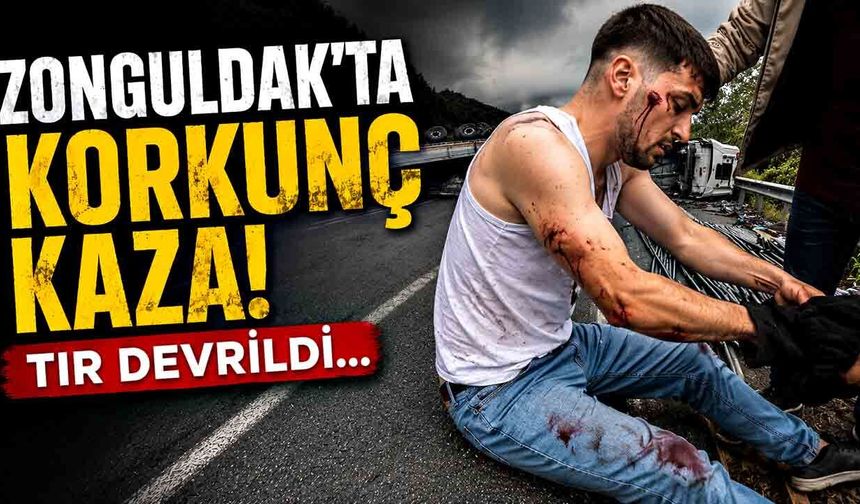 Zonguldak’ta Feci Kaza Kamerada! Kontrolden Çıkan Tır Devrildi