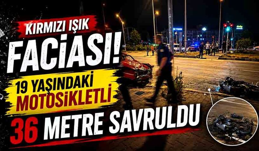 Kırmızı ışık faciası! 19 yaşındaki motosikletli 36 metre savruldu