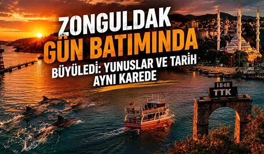 Zonguldak gün batımında büyüledi: Yunuslar ve tarih aynı karede
