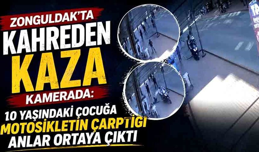 Zonguldak'ta 10 yaşındaki çocuğa motosikletin çarpma anı kamerada