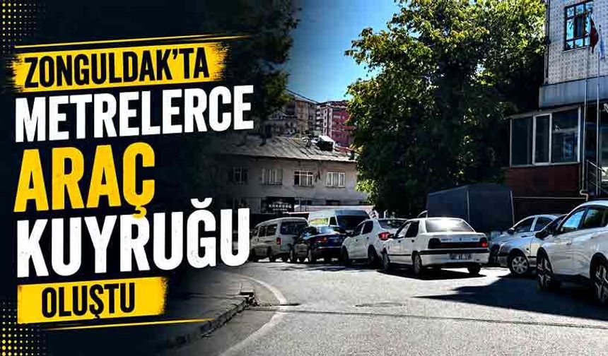 Zonguldak'ta metrelerce araç kuyruğu oluştu